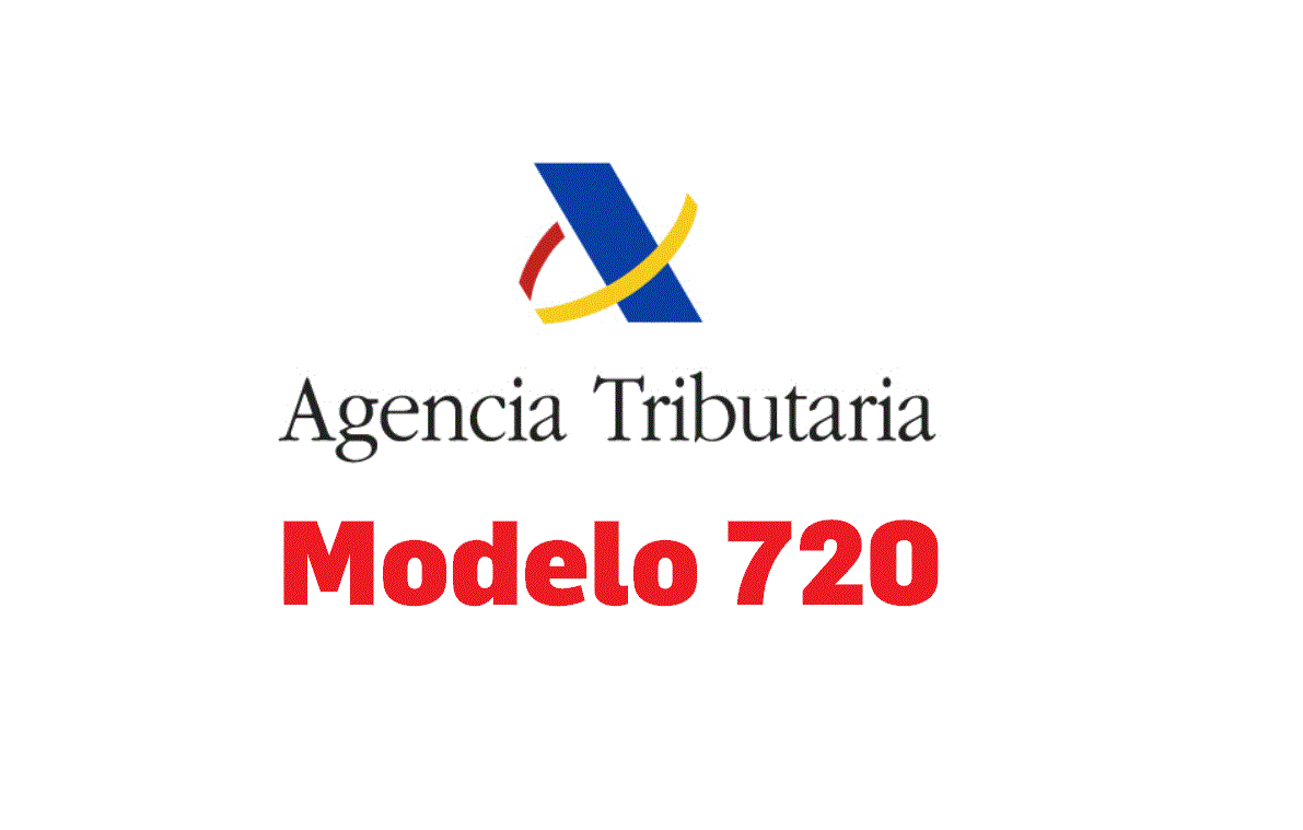 Modelo 720: Logotipo de la Agencia Tributaria con texto 'Agencia Tributaria' y en rojo y más grande 'Modelo 720'.